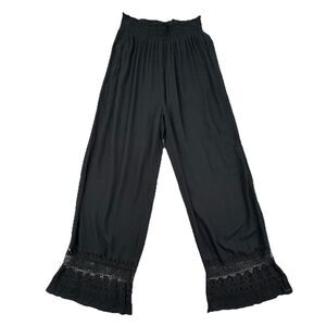 Japna Goa Beachwear Boho Wide Leg Pants Womens XS Smocked Waist Crochet
